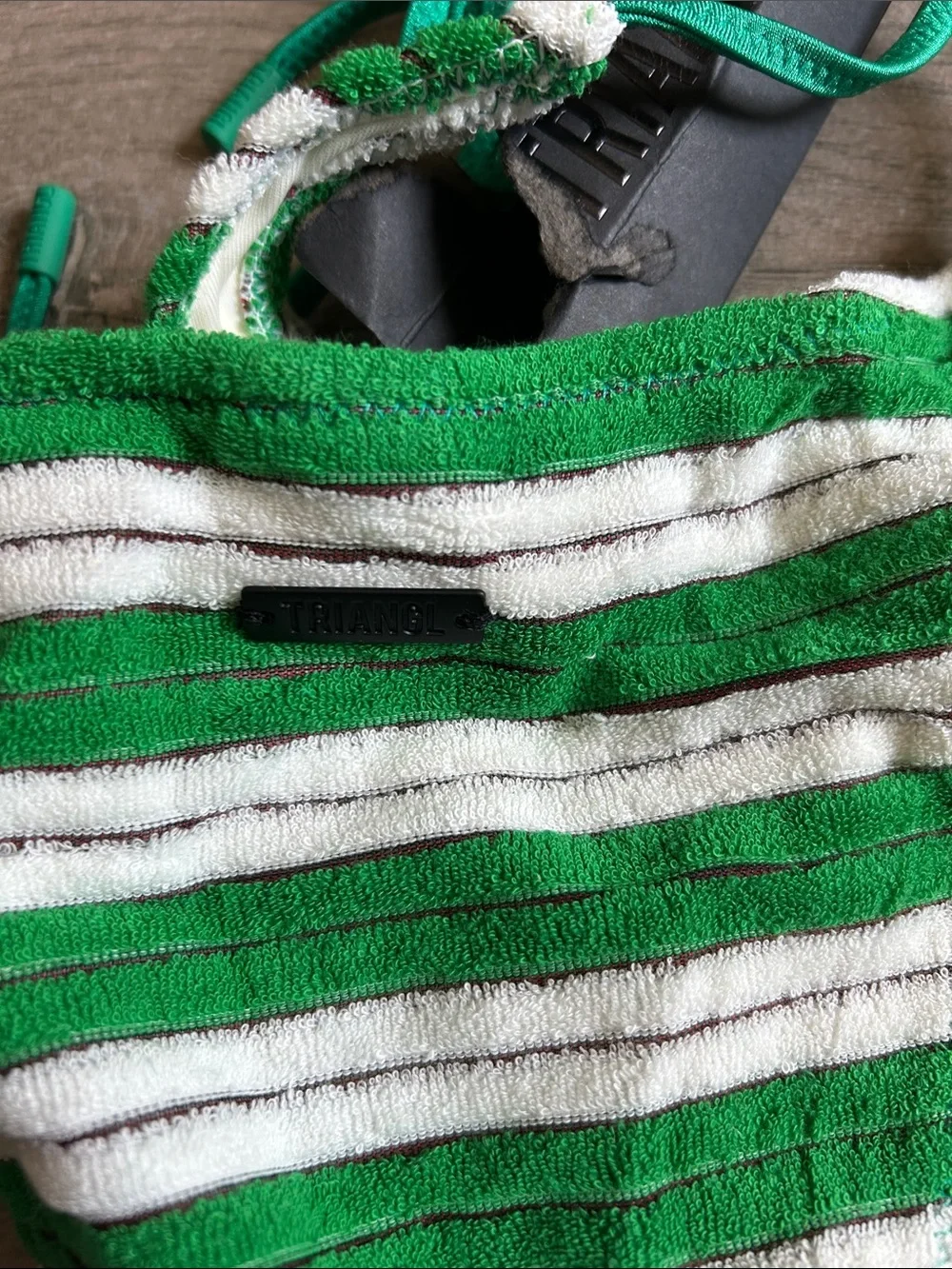 triangl swimwear Green and White Striped Bikini Bottom